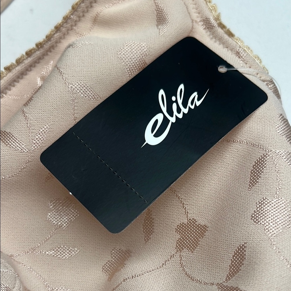 Elila Jacquard Front Close Wireless Softcup Bra Size 38J Nude